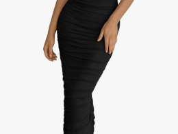 Womens 2025 Summer Off The Shoulder Dress Ruched Bodycon Sleeveless Split Cocktail Party Maxi Dresses